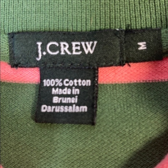 J. Crew Men’s Salmon Pink / Green Stripe Polo M - Picture 3 of 16